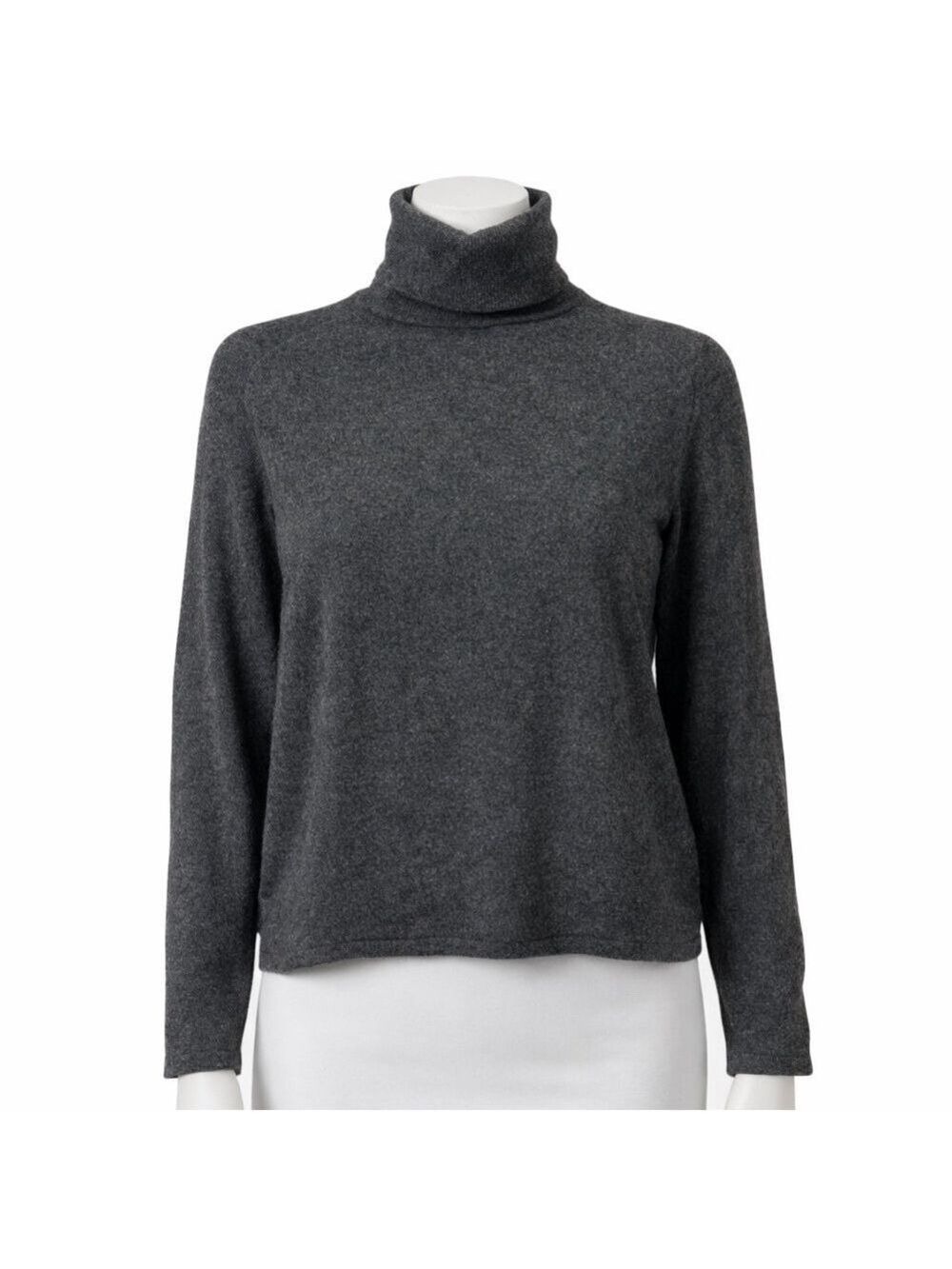 Valerie Stevens Two Ply Cashmere Gray Turtleneck Sweater Women’s Size Large